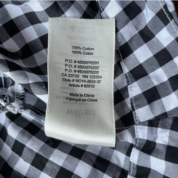 Wilfred Aritzia Crop Top Medium Garance Black White Gingham Off shoulder Blouse - Picture 8 of 10